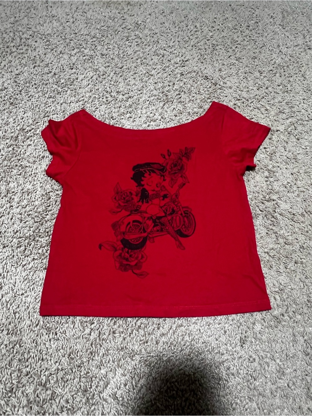 Girls' Red Short-Sleeve Graphic Tee with Black Print